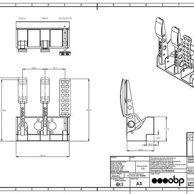 Victory + Kit Car Floor Mounted 3 Pedal System (Hydraulic Clutch) - Mild Steel Reinforced Pedals